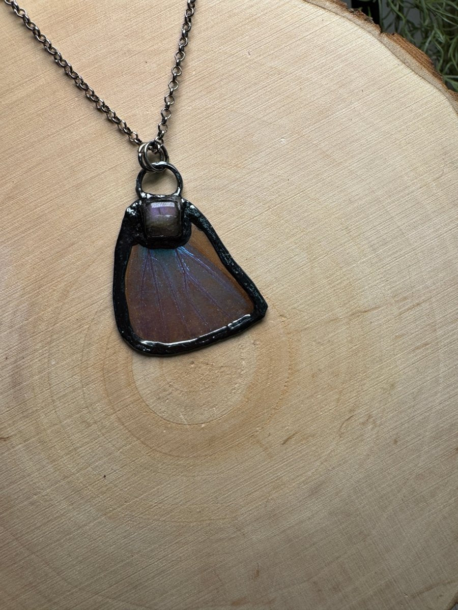 Butterfly Wing and Purple Labradorite Necklace | Copper Ashes
