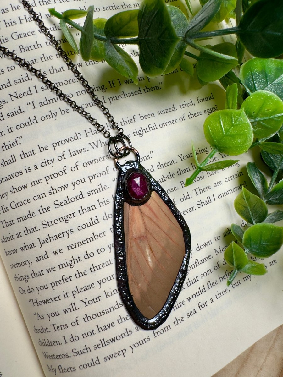 Butterfly Wing and Star Ruby Necklace | Copper Ashes