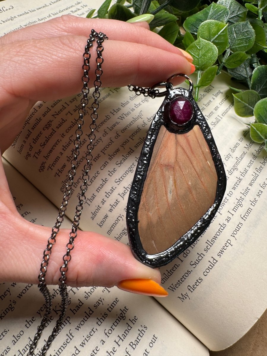 Butterfly Wing and Star Ruby Necklace | Copper Ashes