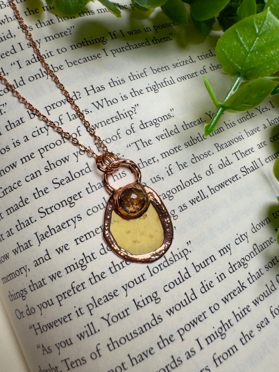 Butterfly Wing and Sunstone Necklace | Copper Ashes