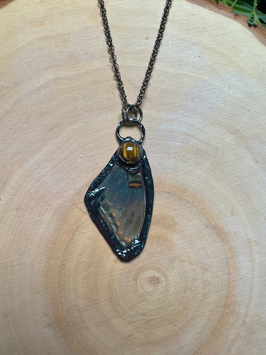 Butterfly Wing and Tigers Eye Necklace | Copper Ashes