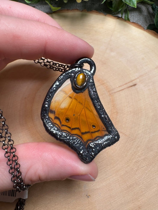 Butterfly Wing and Tigers Eye Necklace | Copper Ashes