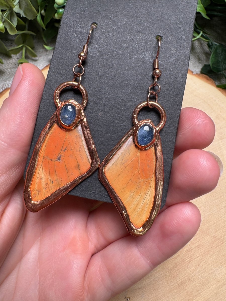 Butterfly Wings and Blue Kyanite Earrings | Copper Ashes