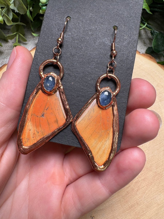 Butterfly Wings and Blue Kyanite Earrings | Copper Ashes