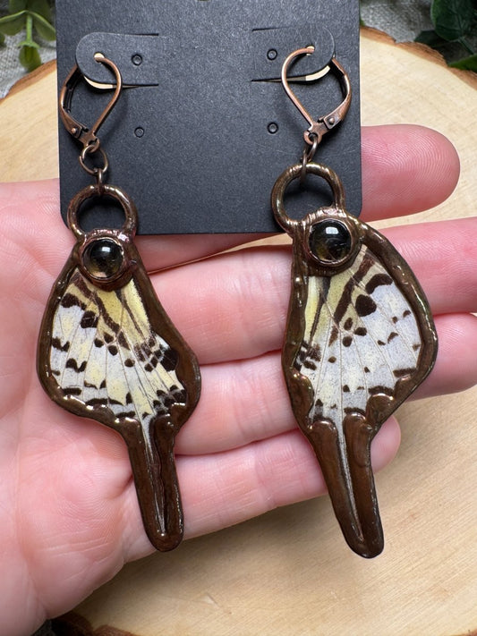 Butterfly Wings and Smoky Quartz Earrings | Copper Ashes