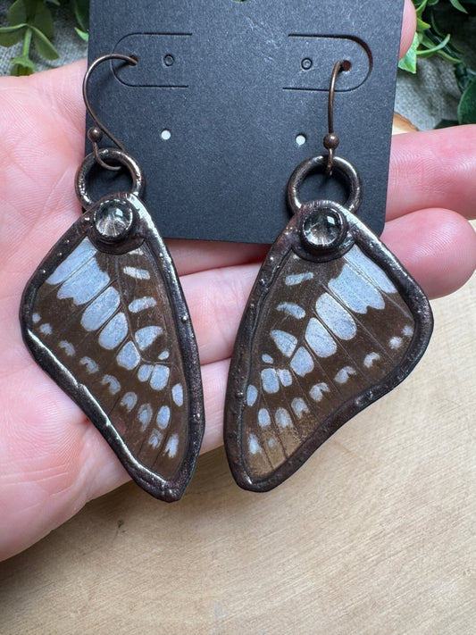 Butterfly Wings and Smoky Quartz Earrings | Copper Ashes