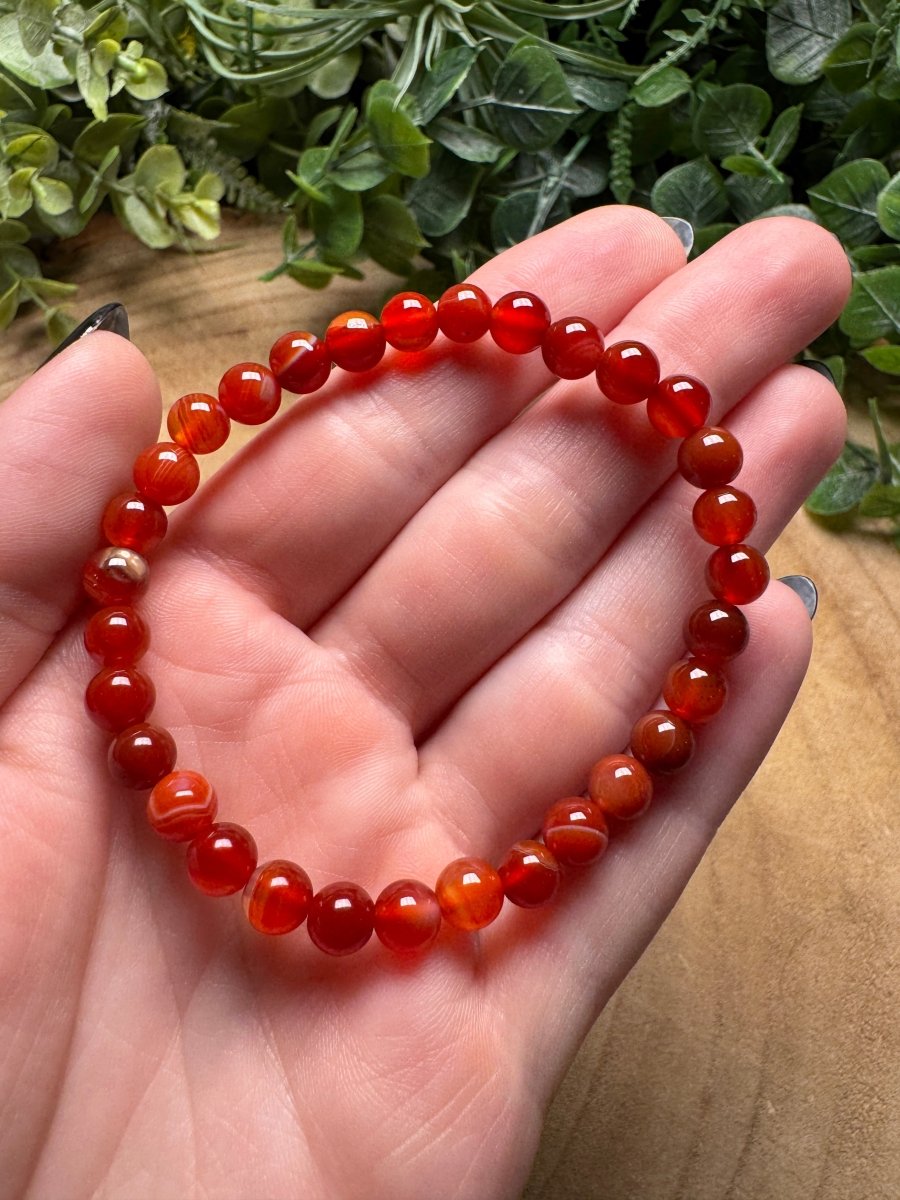 Carnelian Beaded Bracelet with 6mm Beads | Copper Ashes