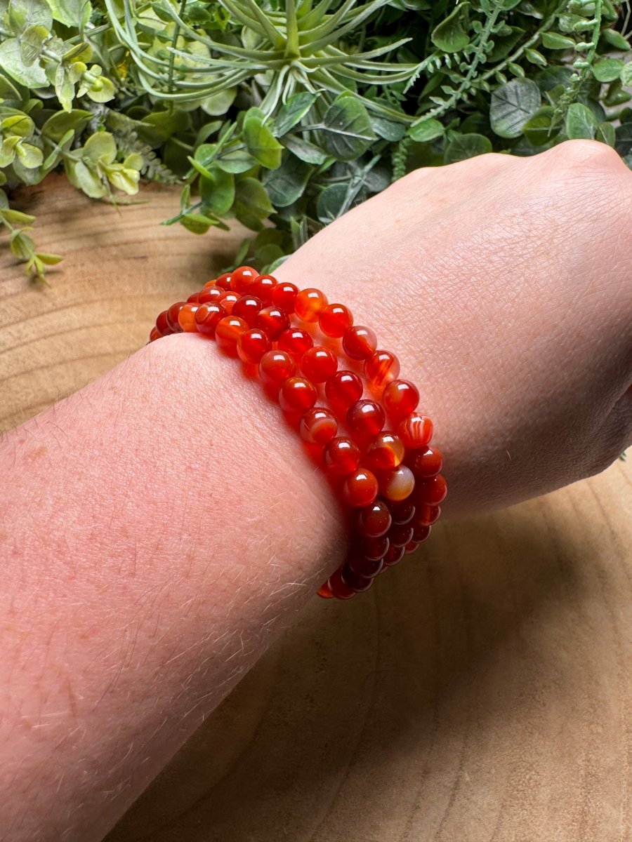 Carnelian Beaded Bracelet with 6mm Beads | Copper Ashes