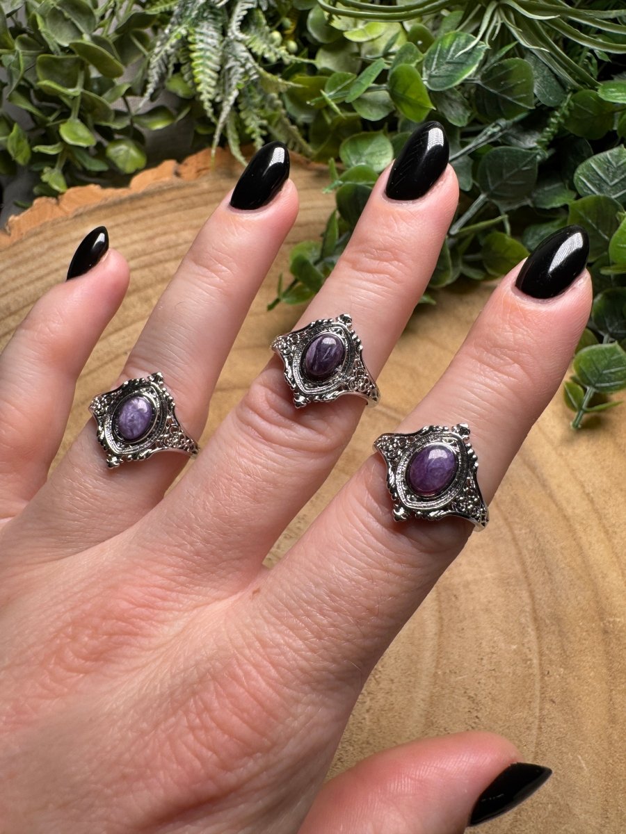 Charoite Ring Adjustable | Copper Ashes
