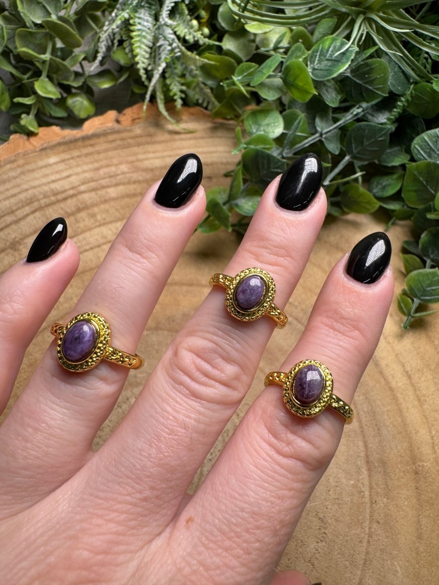 Charoite Ring Adjustable | Copper Ashes