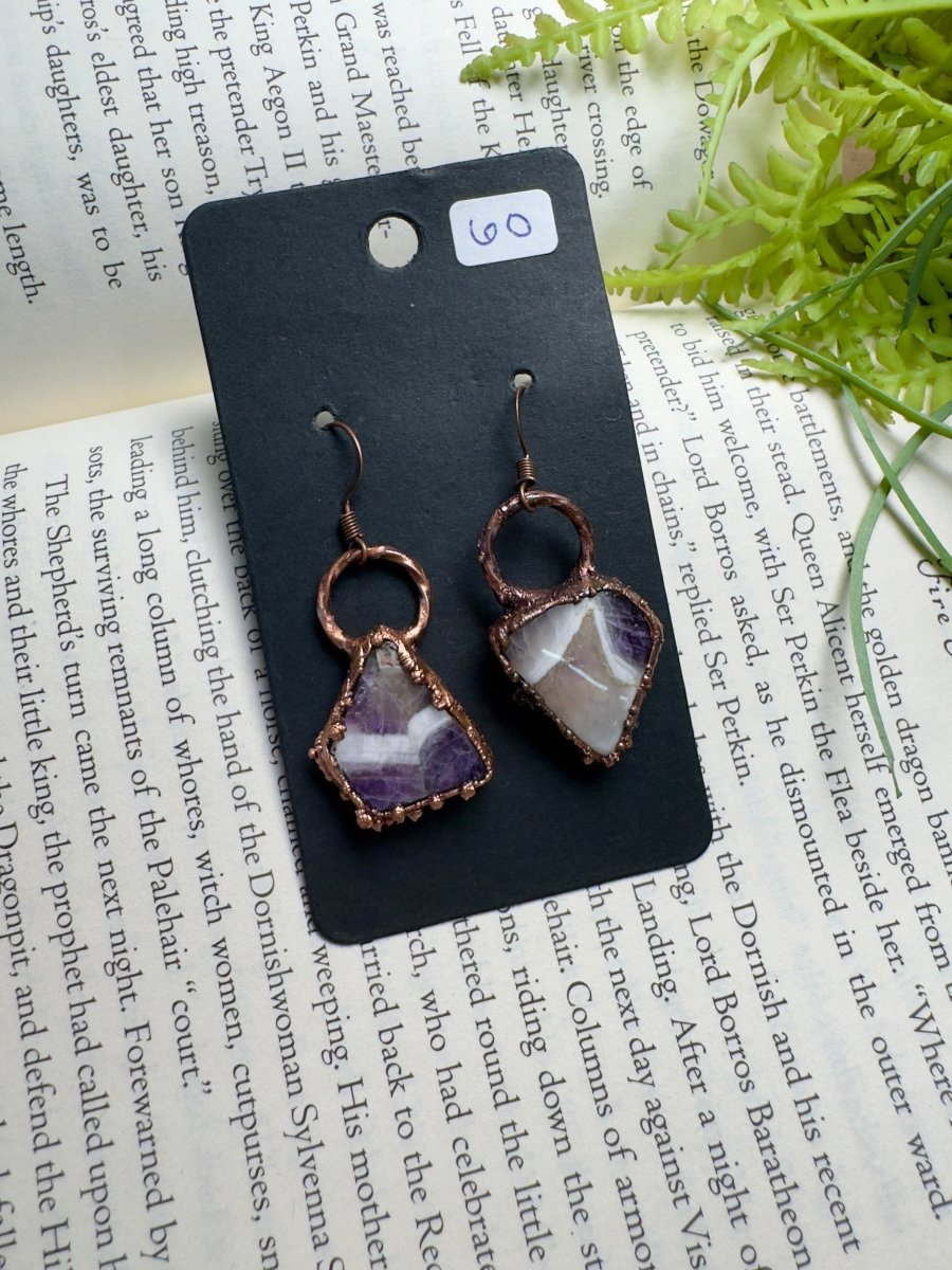 Chevron Amethyst Earrings | Copper Ashes
