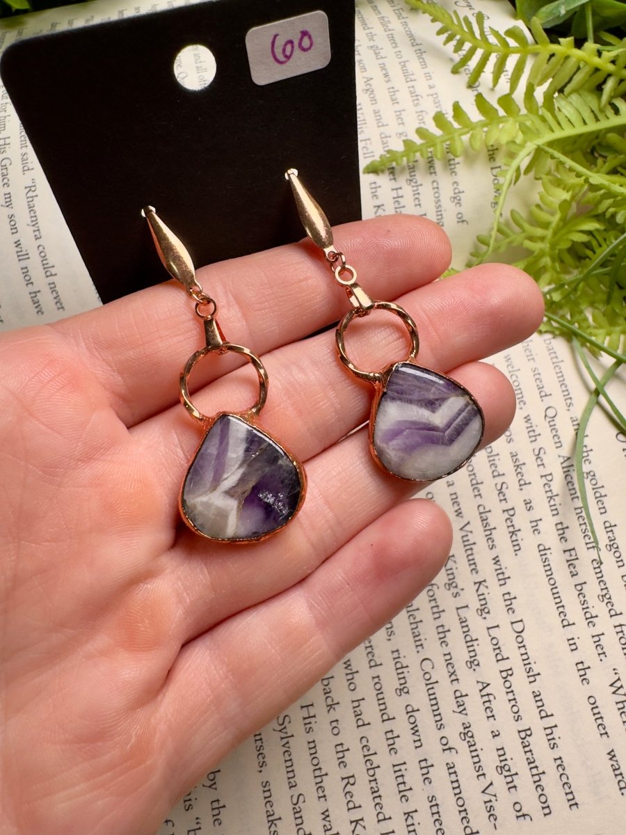 Chevron Amethyst Earrings | Copper Ashes