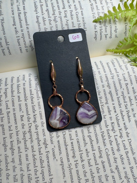 Chevron Amethyst Earrings | Copper Ashes