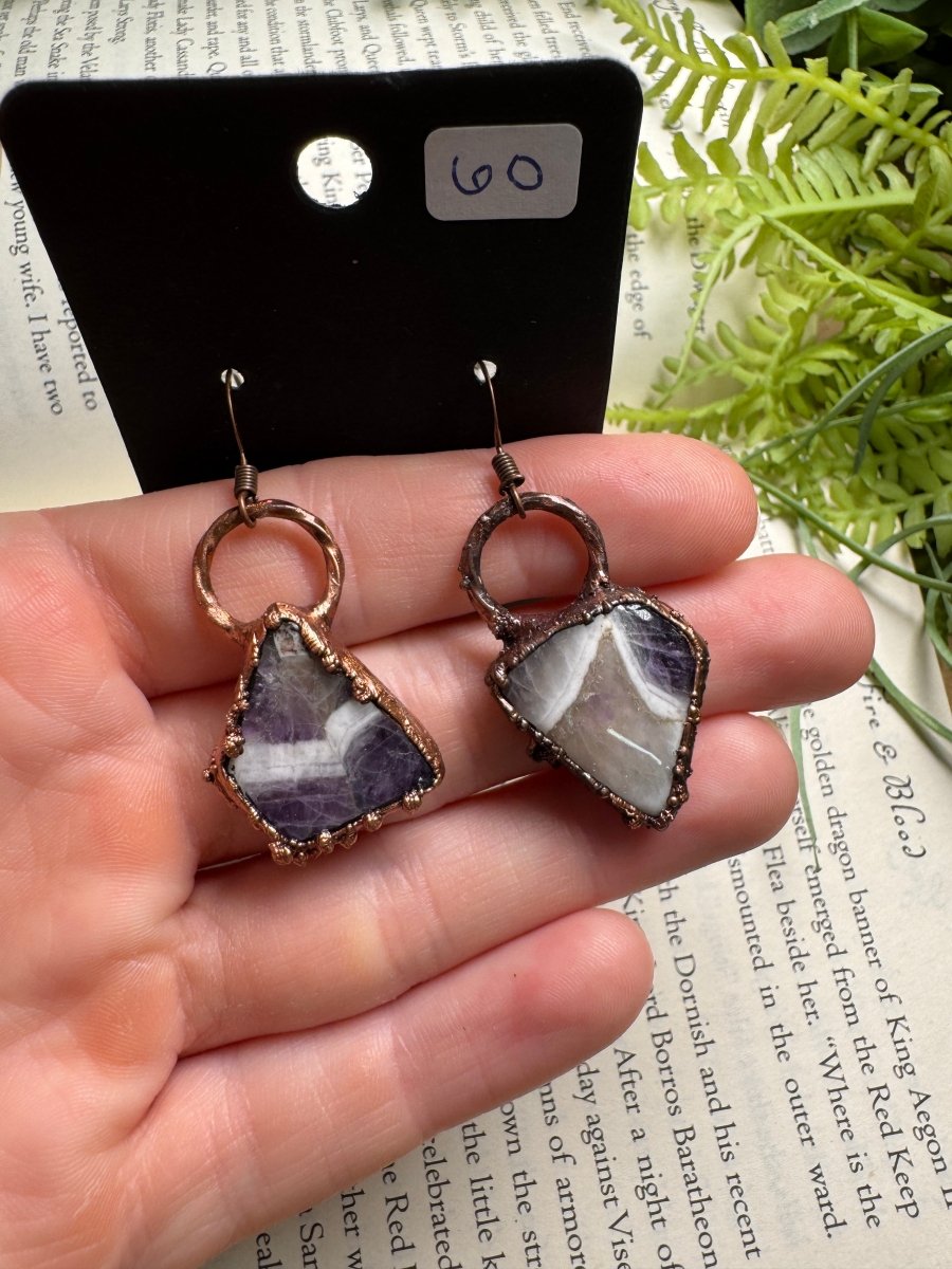 Chevron Amethyst Earrings | Copper Ashes