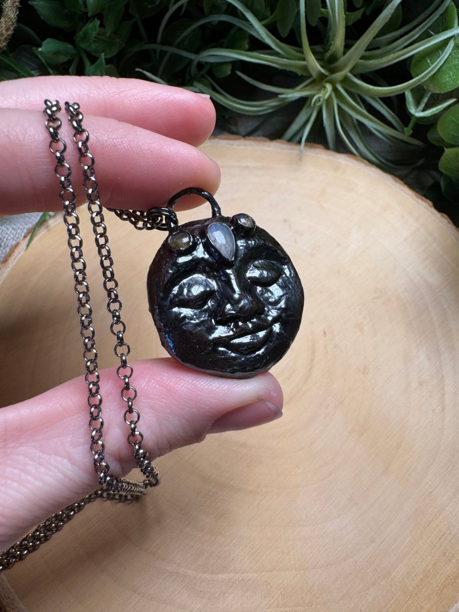 Chris - Moonstone and Labradorite Goddess Necklace | Copper Ashes