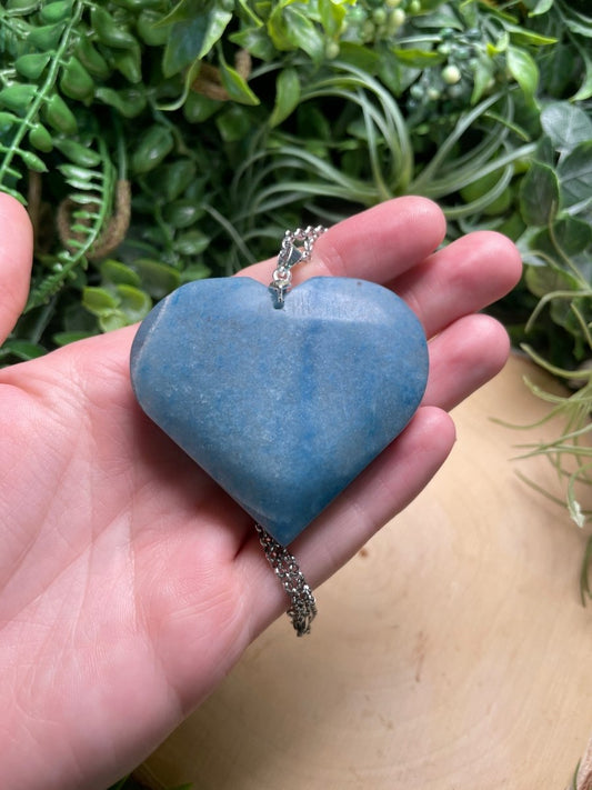 Chunky Blue Aventurine Heart Necklace | Copper Ashes