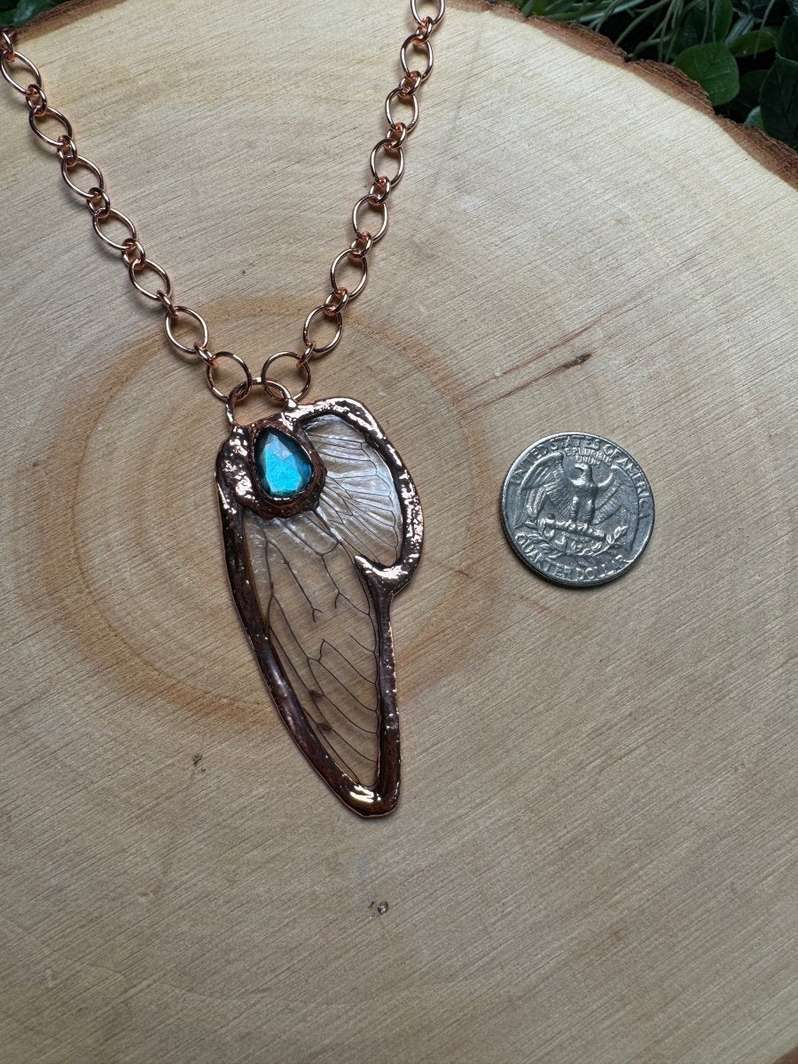 Cicada Wing and Labradorite Necklace | Copper Ashes
