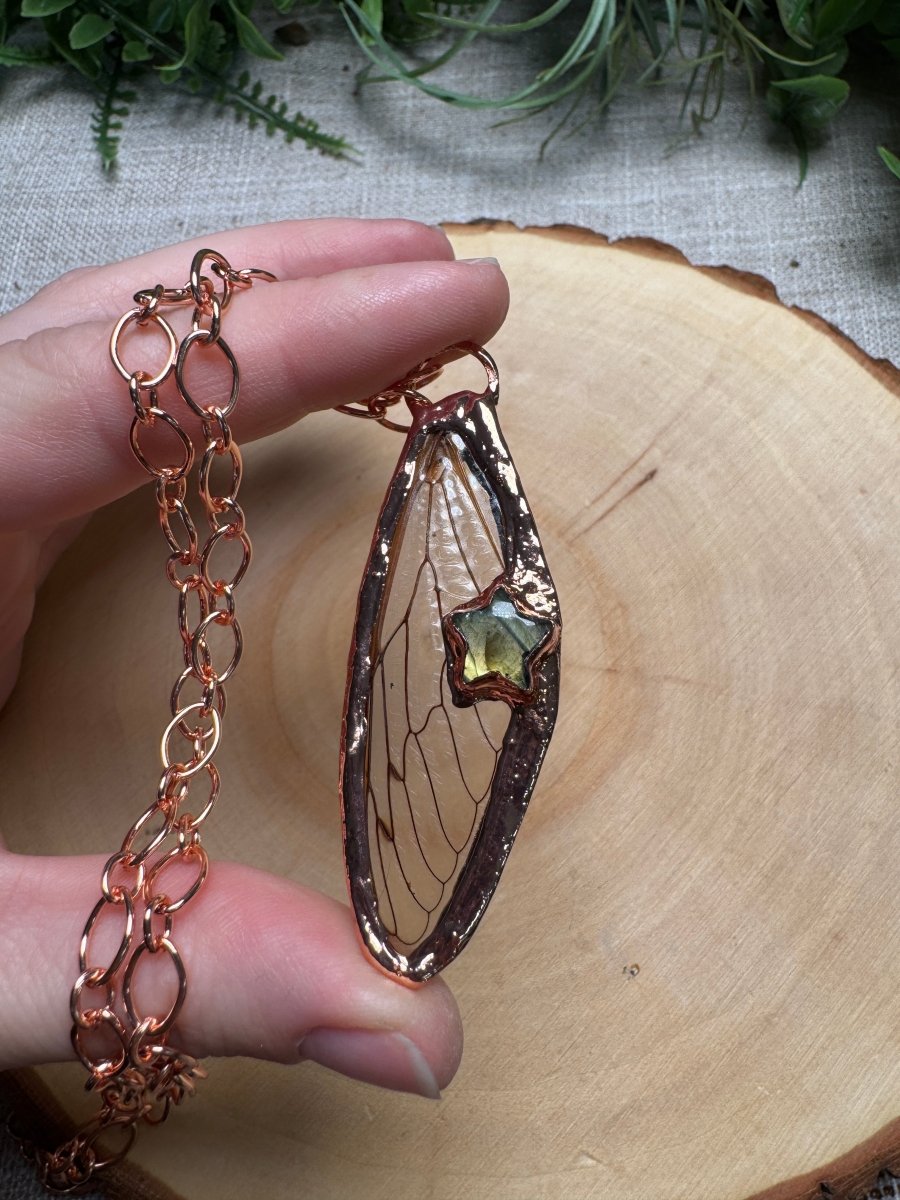 Cicada Wing and Labradorite Necklace | Copper Ashes