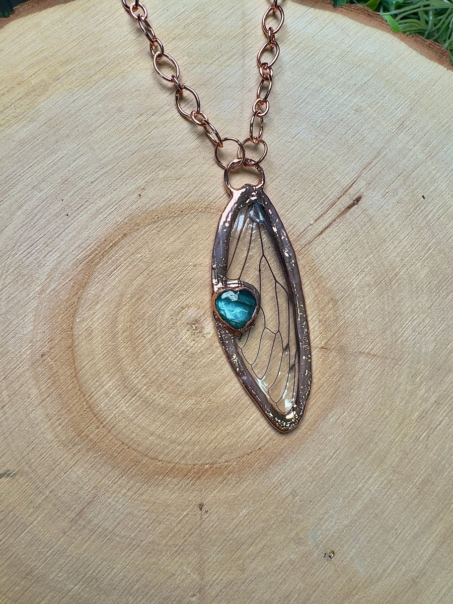 Cicada Wing and Labradorite Necklace | Copper Ashes