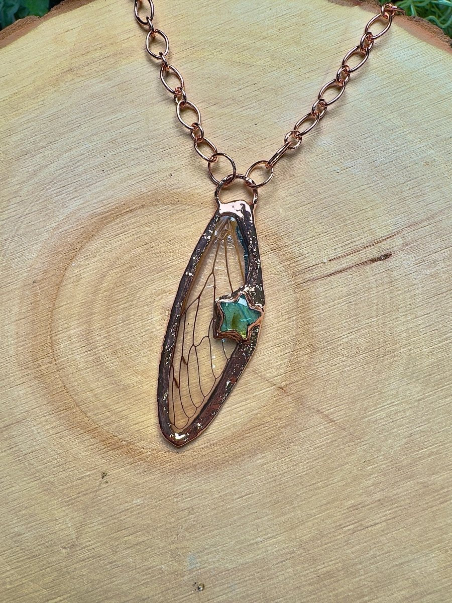 Cicada Wing and Labradorite Necklace | Copper Ashes