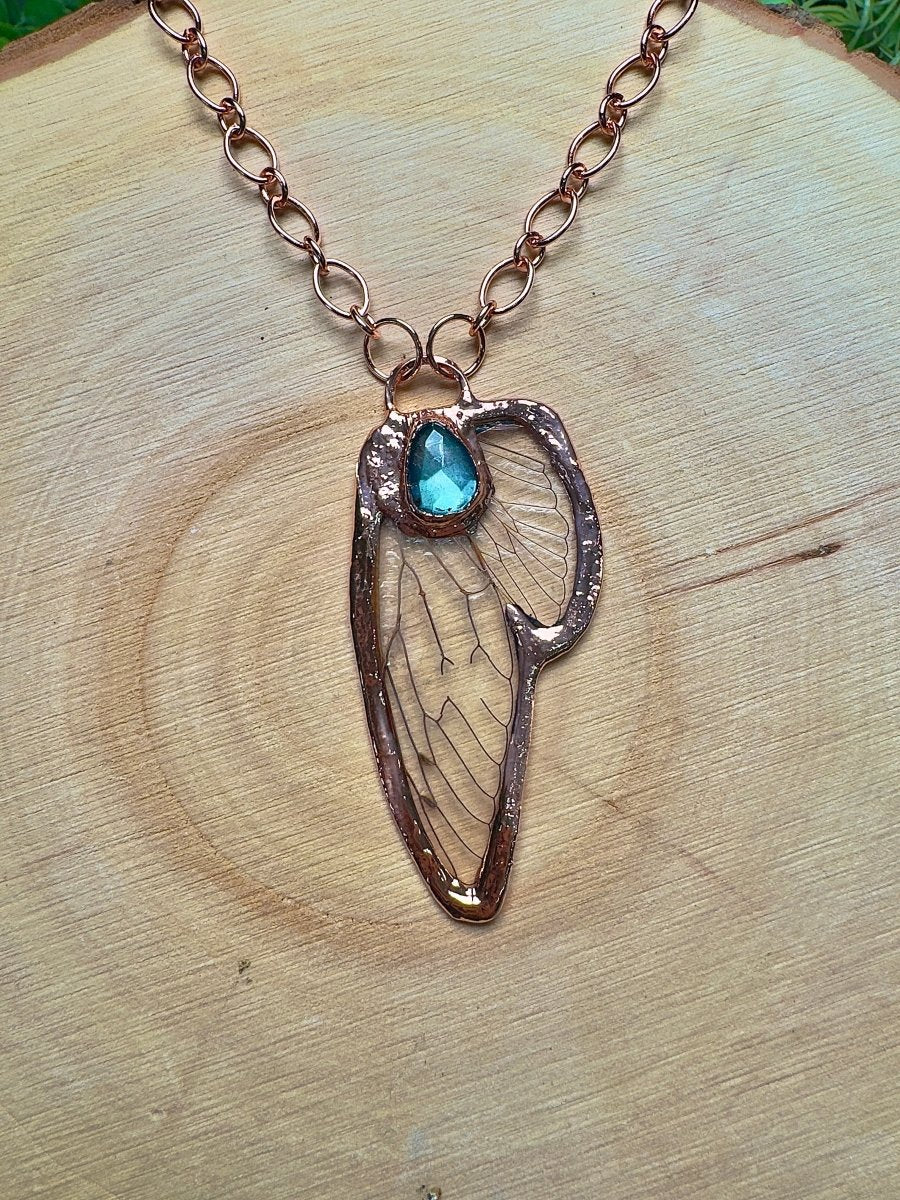 Cicada Wing and Labradorite Necklace | Copper Ashes