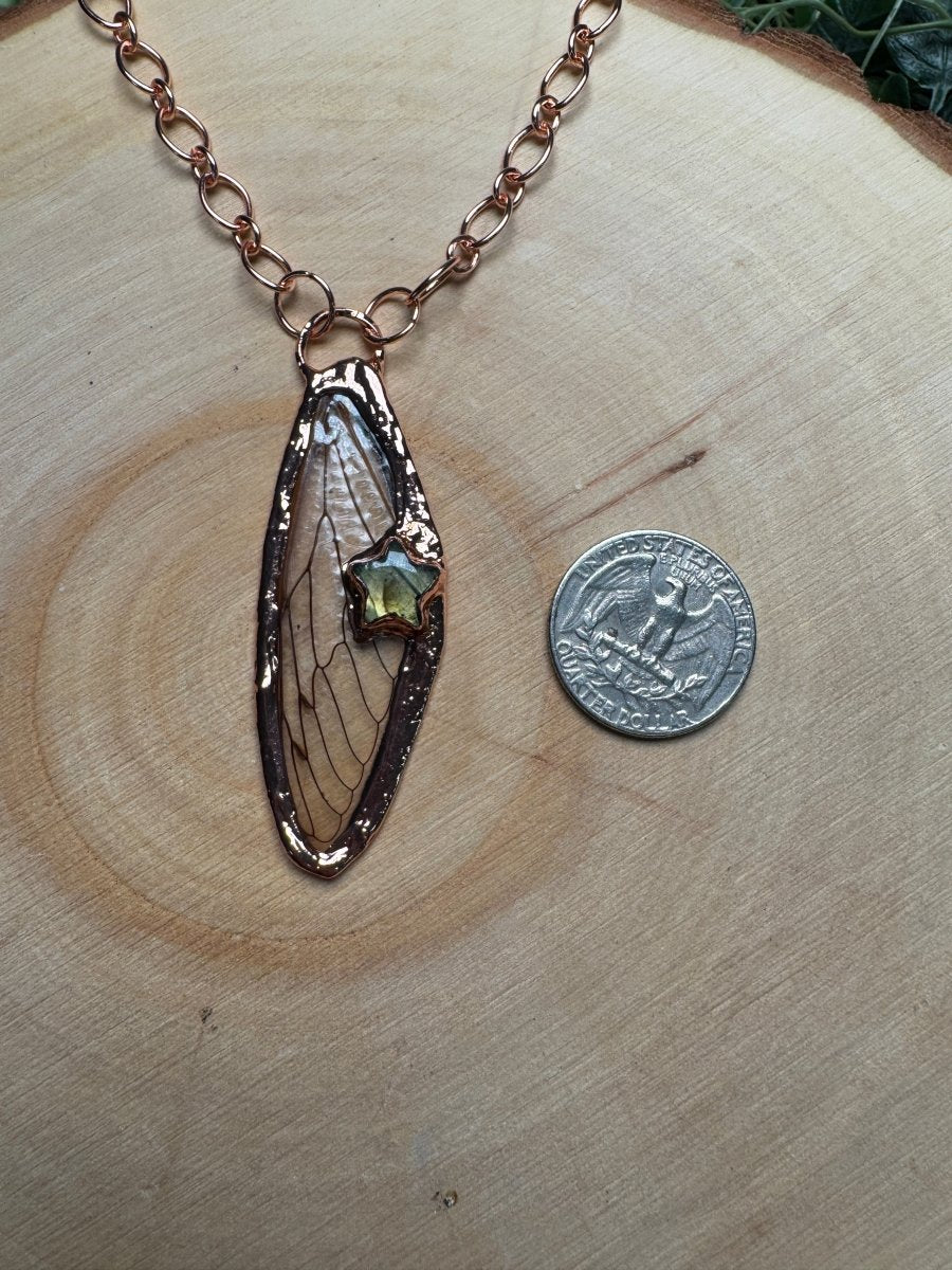 Cicada Wing and Labradorite Necklace | Copper Ashes