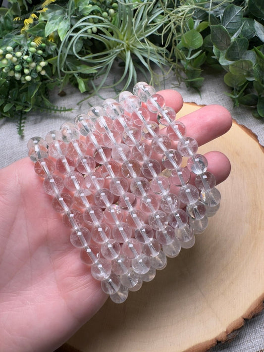 Clear Quartz 8mm Beaded Bracelet | Copper Ashes
