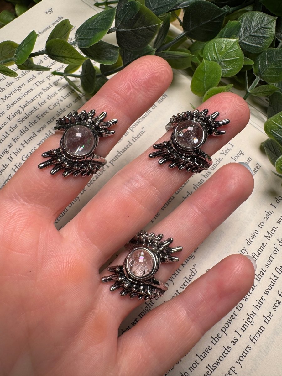 Clear Quartz Adjustable Ring | Copper Ashes
