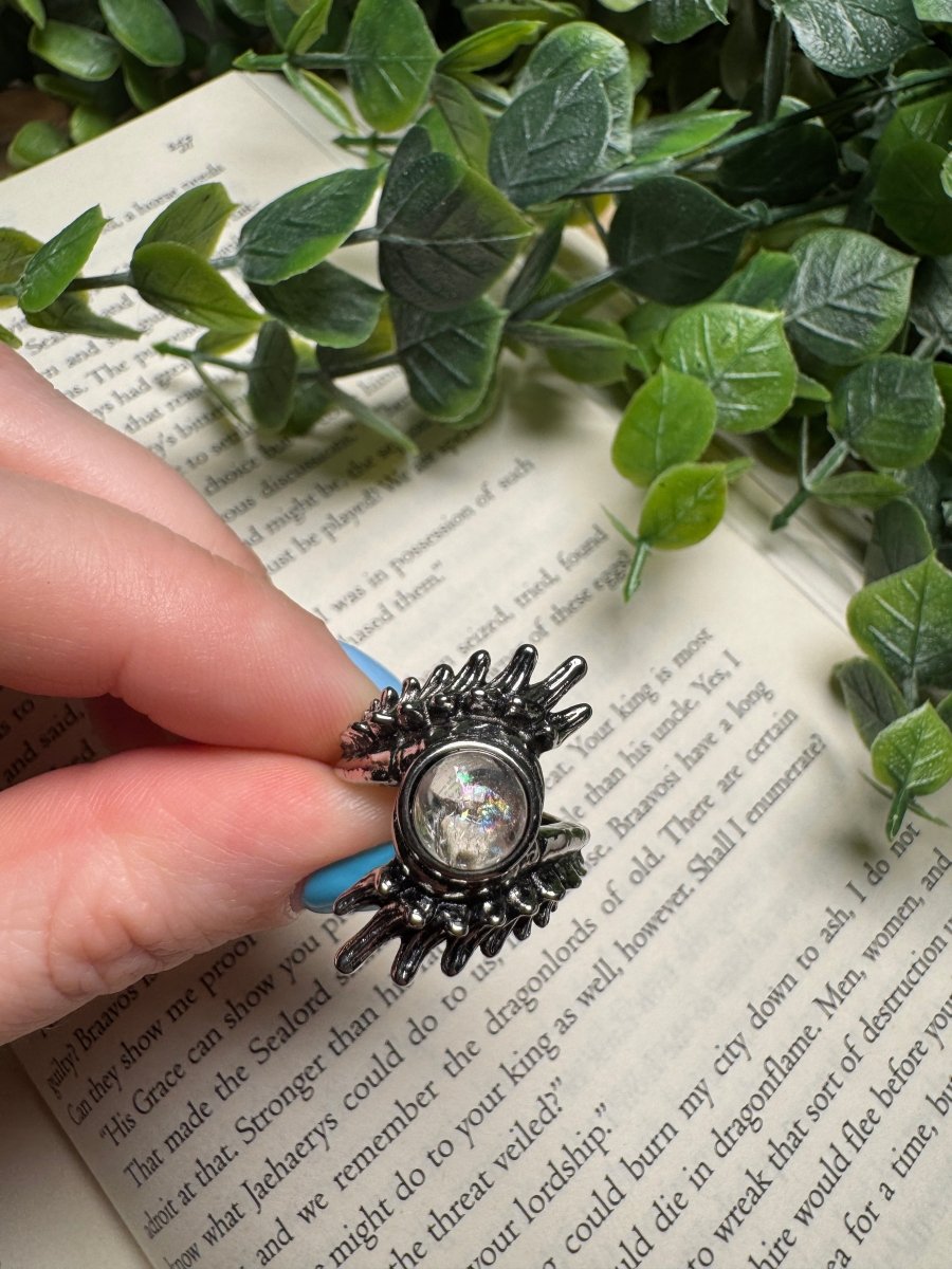Clear Quartz Adjustable Ring | Copper Ashes