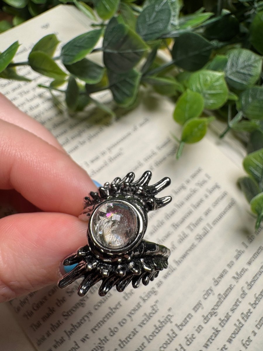 Clear Quartz Adjustable Ring | Copper Ashes