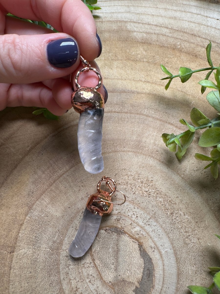 Clear Quartz Penis Earrings | Copper Ashes
