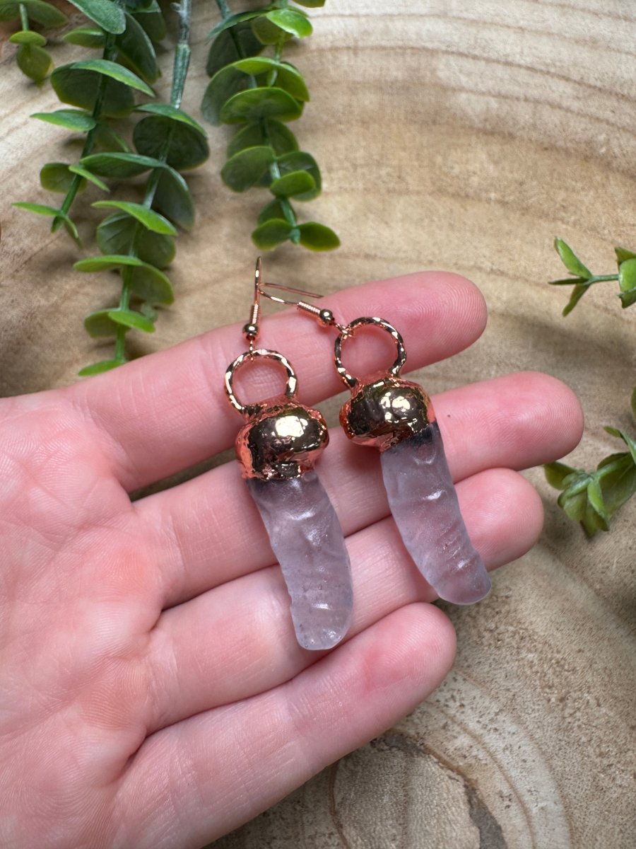 Clear Quartz Penis Earrings | Copper Ashes