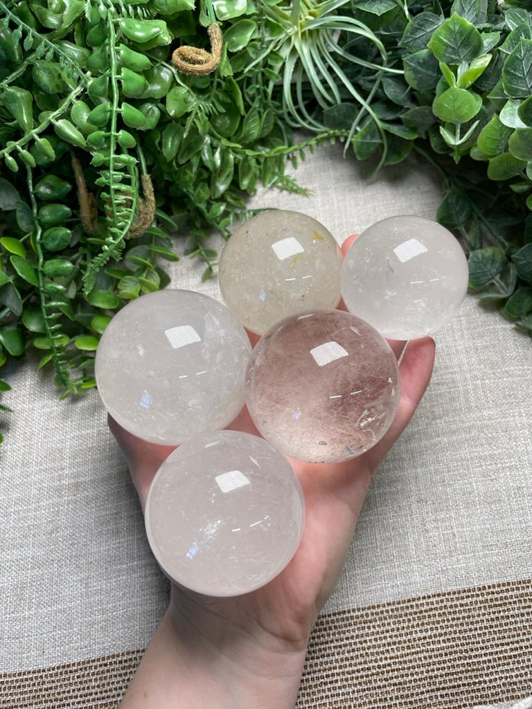 Clear Quartz Sphere | Copper Ashes
