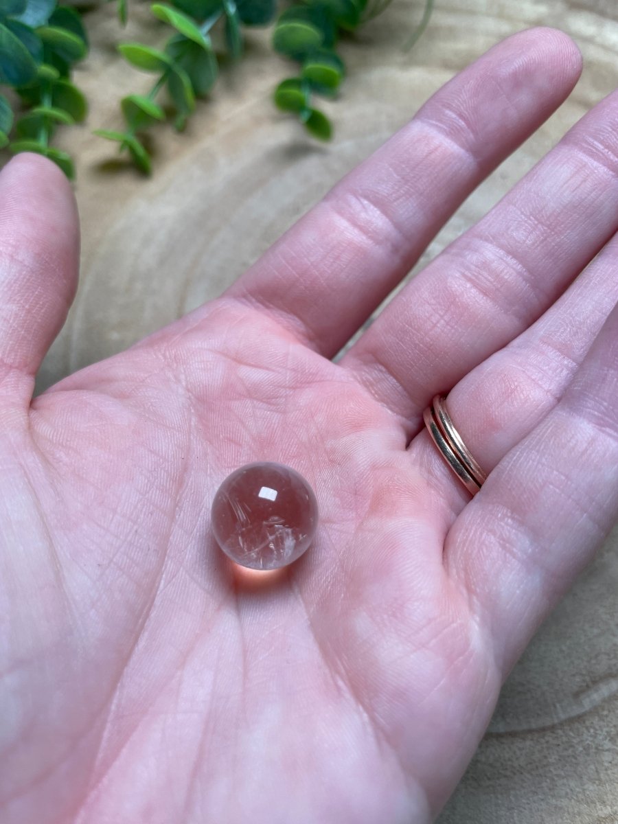 Clear Quartz Sphere | Copper Ashes