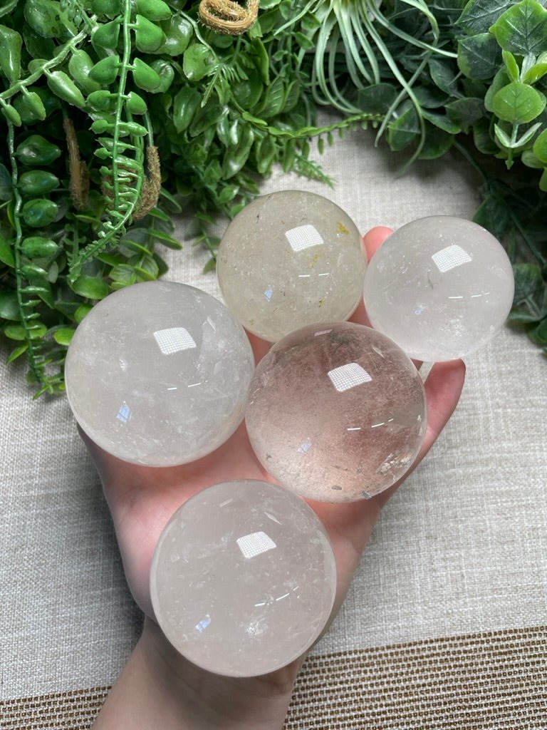 Clear Quartz Sphere | Copper Ashes