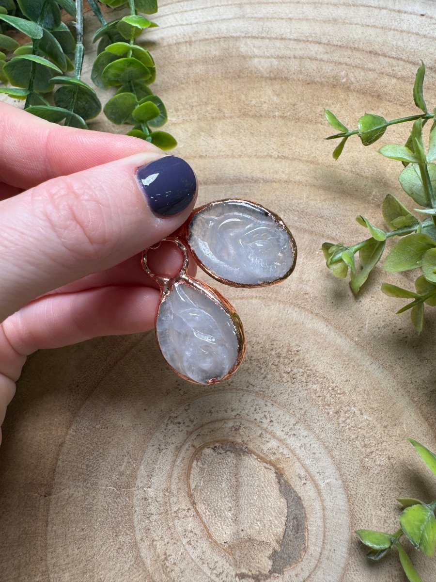 Clear Quartz Yoni Earrings | Copper Ashes