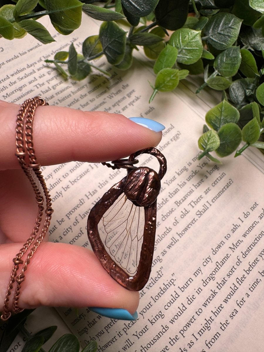 Coffee Cicada Fairy Necklace | Copper Ashes