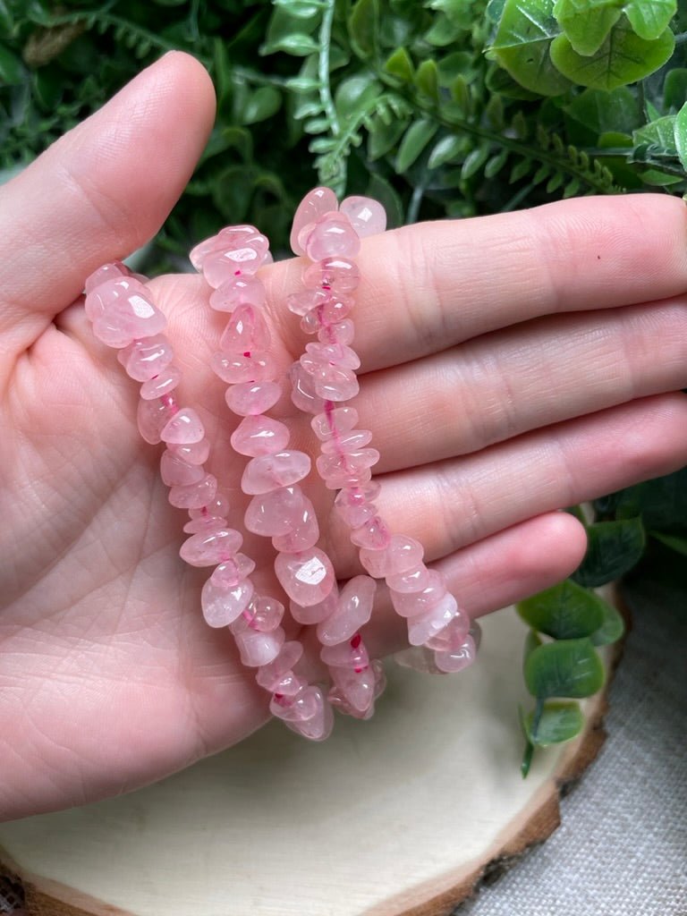 Color Enhanced Rose Quartz Chip Bracelet | Copper Ashes