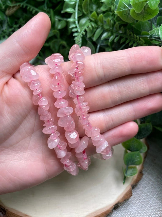 Color Enhanced Rose Quartz Chip Bracelet | Copper Ashes