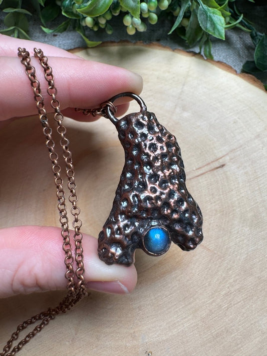 Coral and Labradorite Necklace | Copper Ashes