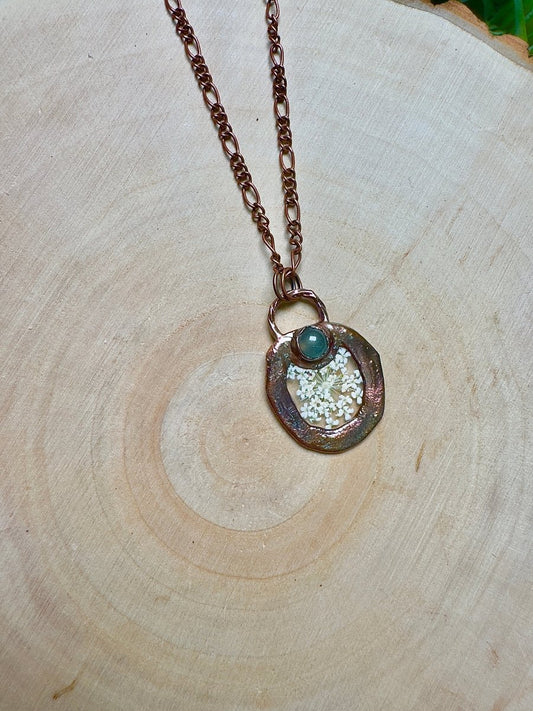Corallia - Green Aventurine and Flower Necklace | Copper Ashes