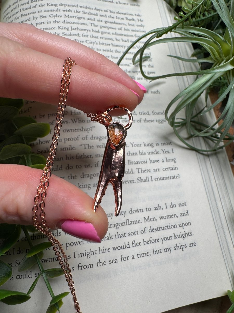 Crab Claw and Sunstone Necklace | Copper Ashes