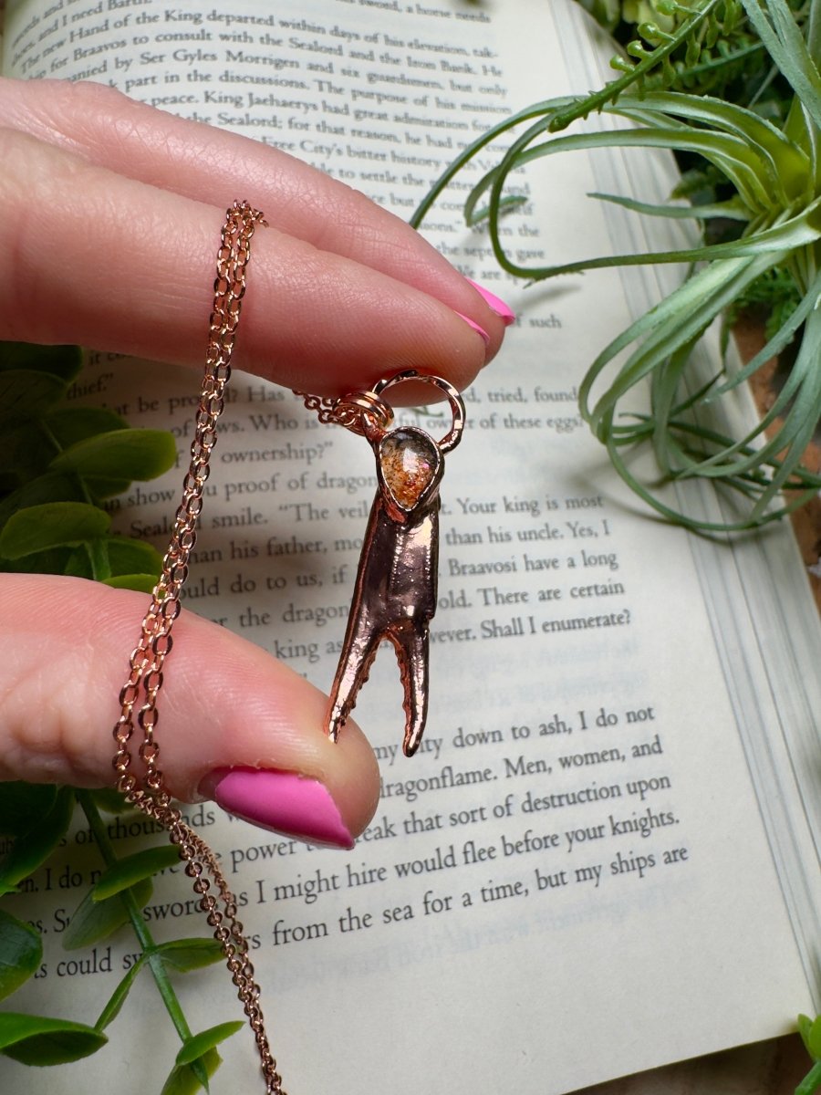 Crab Claw and Sunstone Necklace | Copper Ashes