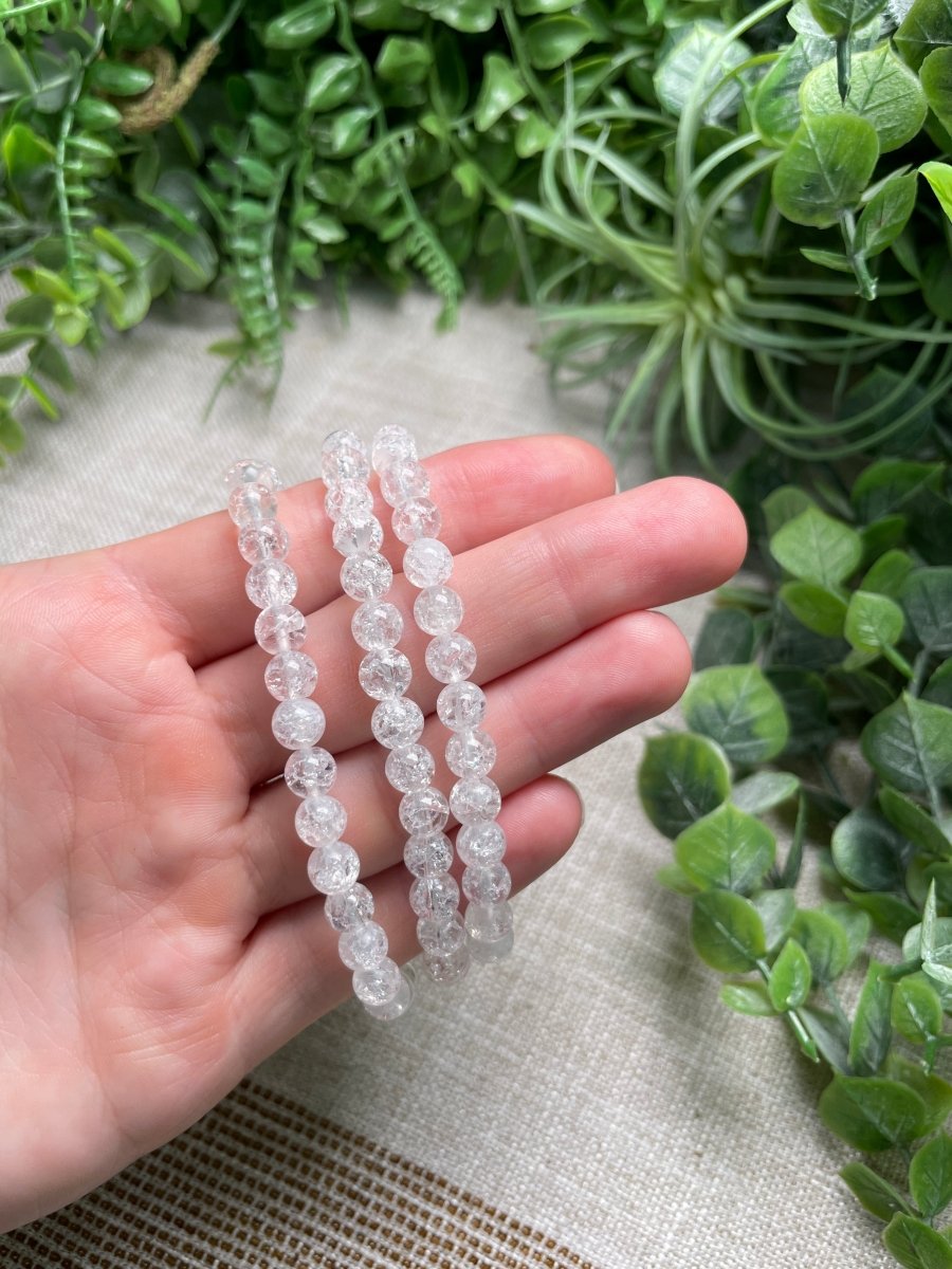 Crackle Quartz 6mm Beaded Bracelet | Copper Ashes