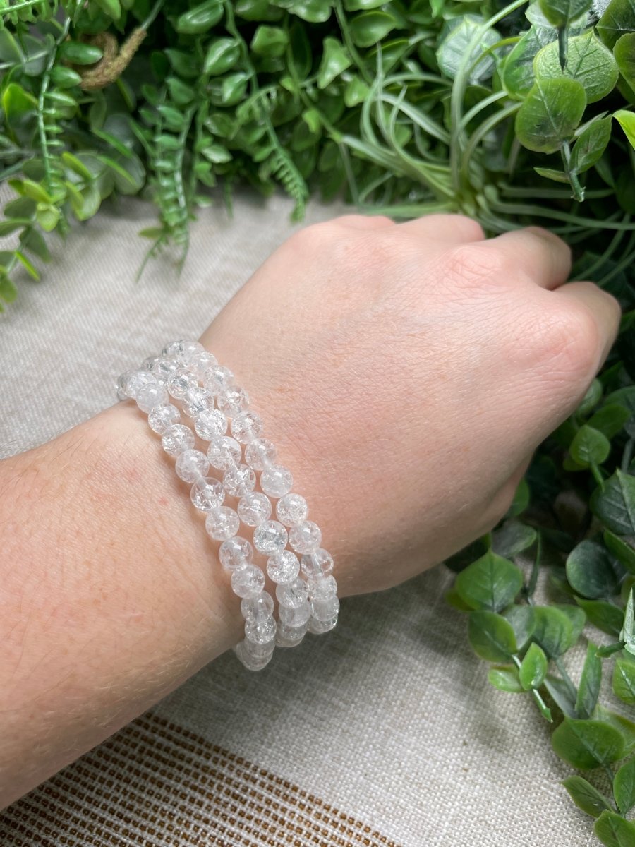 Crackle Quartz 6mm Beaded Bracelet | Copper Ashes