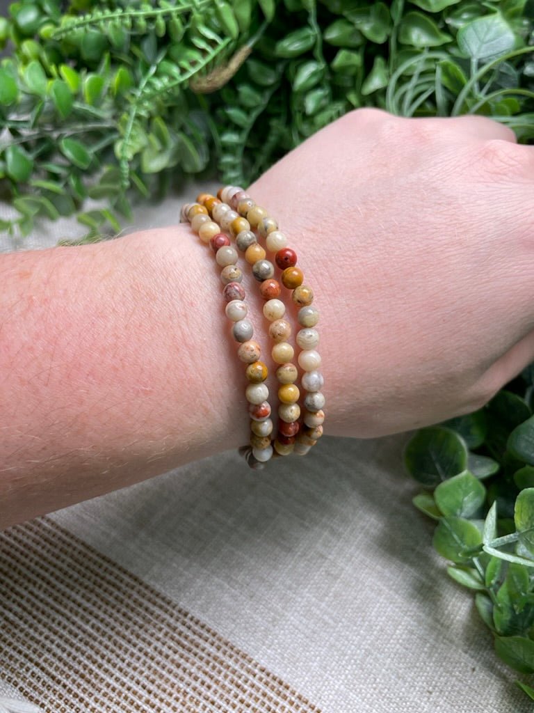Crazy Lace Agate 4mm Beaded Bracelet | Copper Ashes