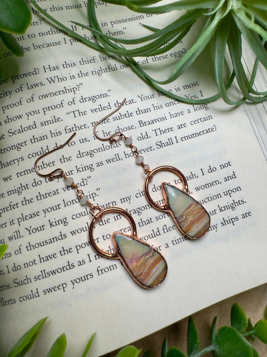 Crazy Lace Agate Dangle Earrings | Copper Ashes