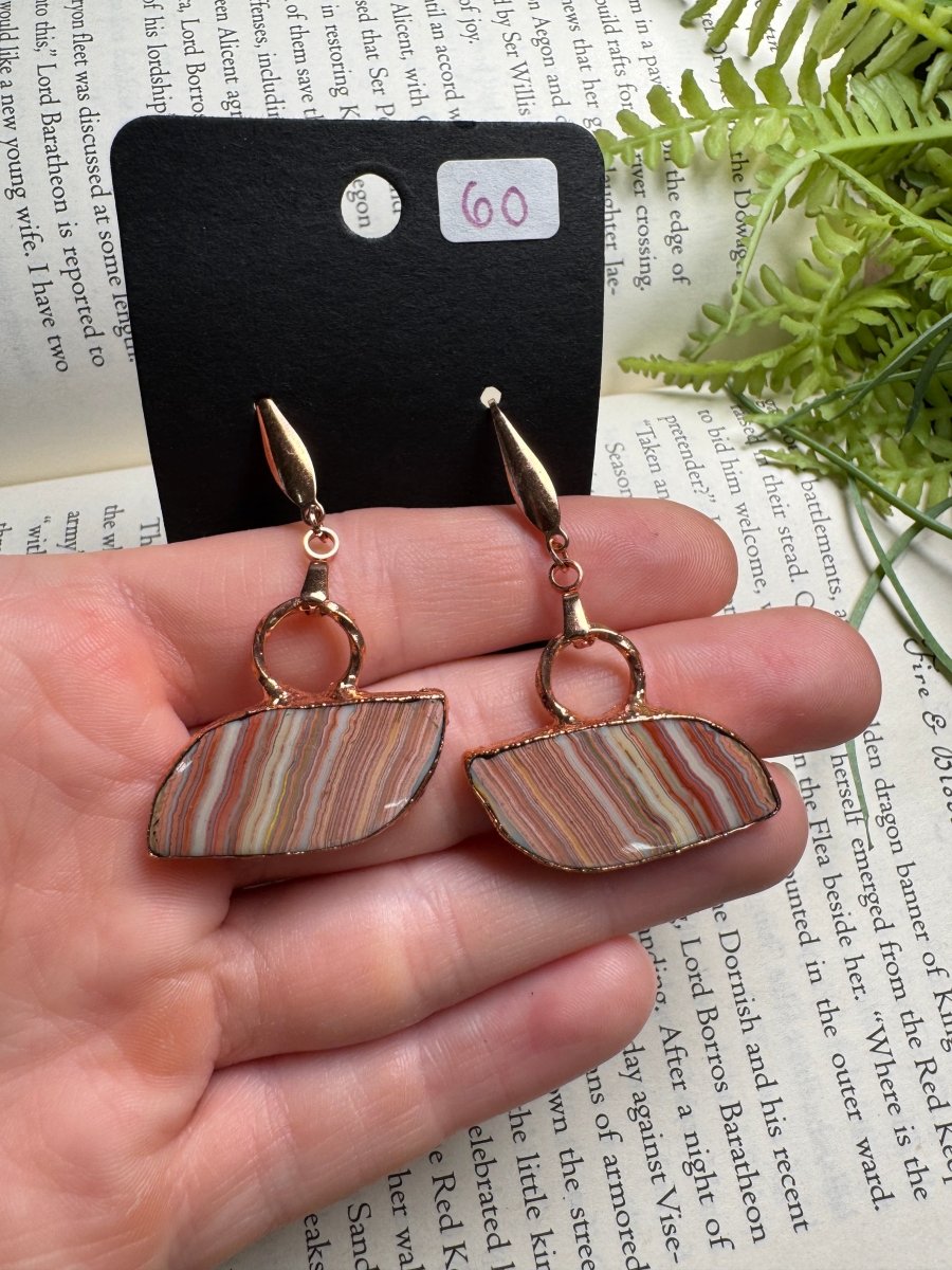 Crazy Lace Agate Earrings | Copper Ashes