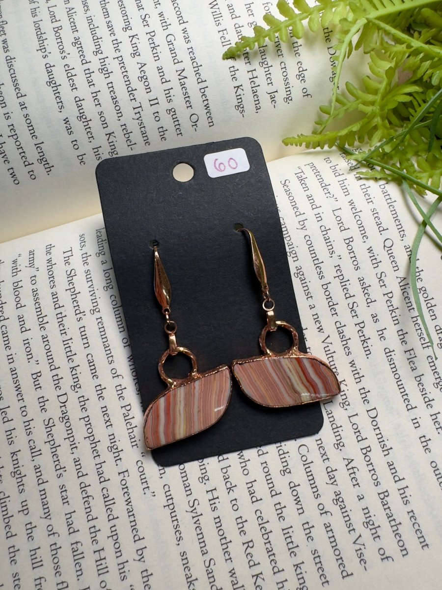 Crazy Lace Agate Earrings | Copper Ashes