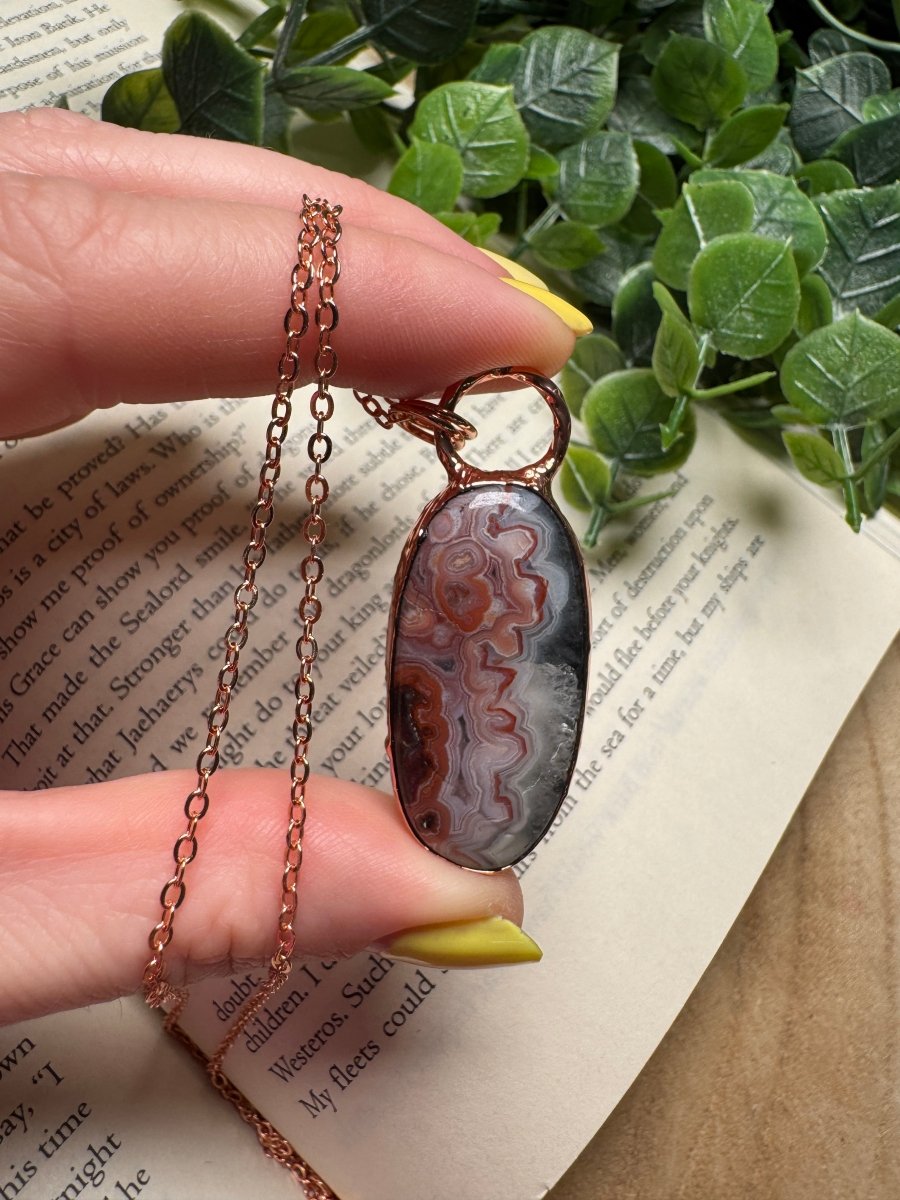 Crazy Lace Agate Necklace | Copper Ashes
